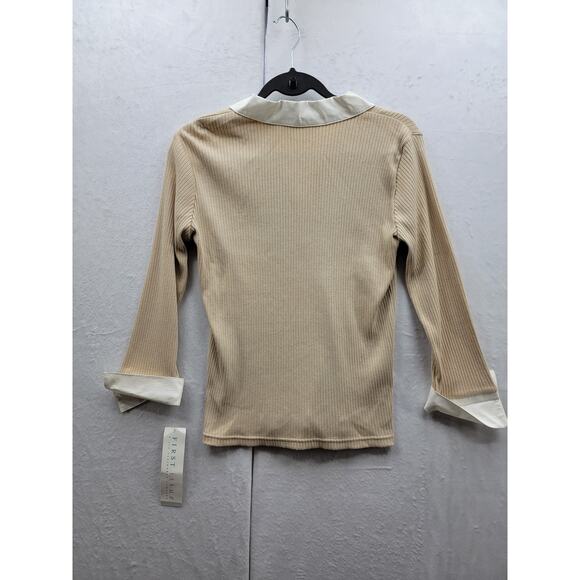 First Issue Liz Claiborne Co. Ribbed, Collared, Long Sleeve Top, Sz S, NWT - Picture 3 of 12